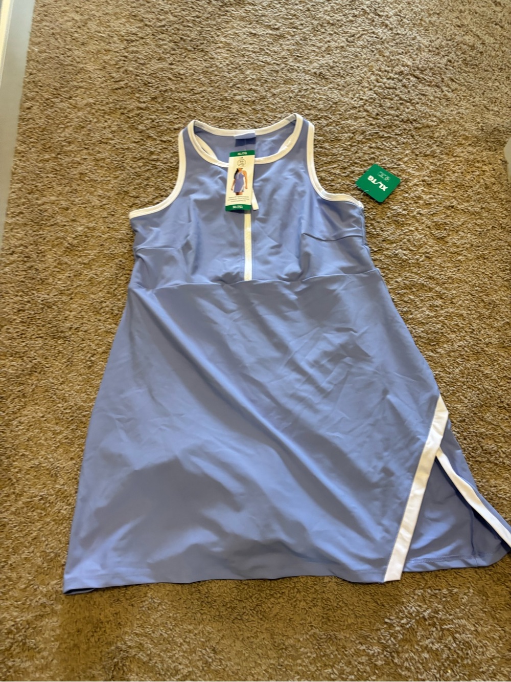 Sage Collective Light Blue Athletic Tank Dress with White Trim